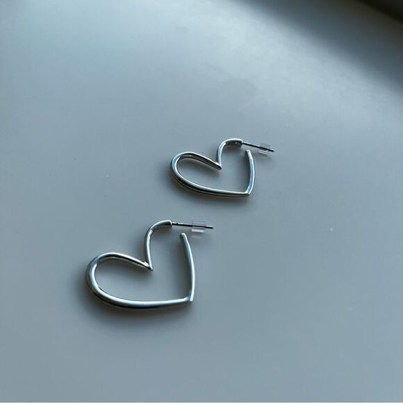 Heart Shaped Hoop Earrings - Picture 7 of 12